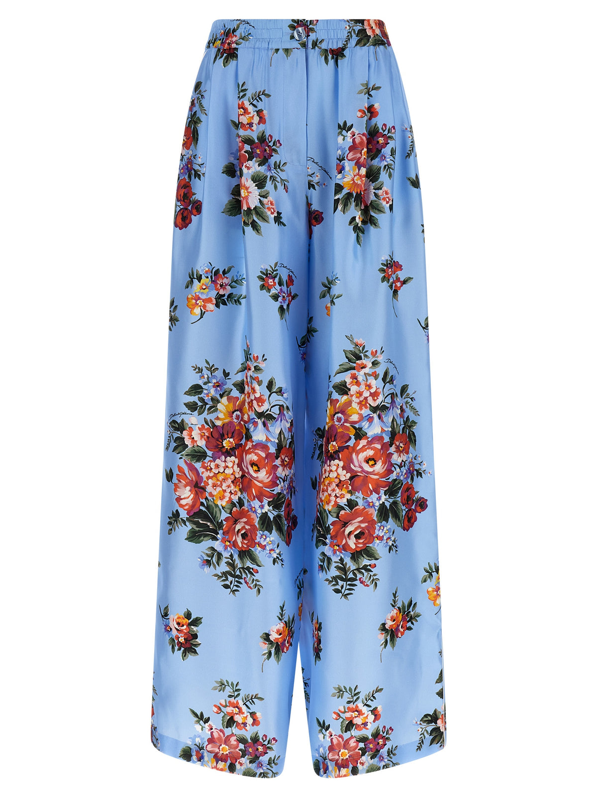 Pantalon décontracté en soie bleue Dolce & Gabbana