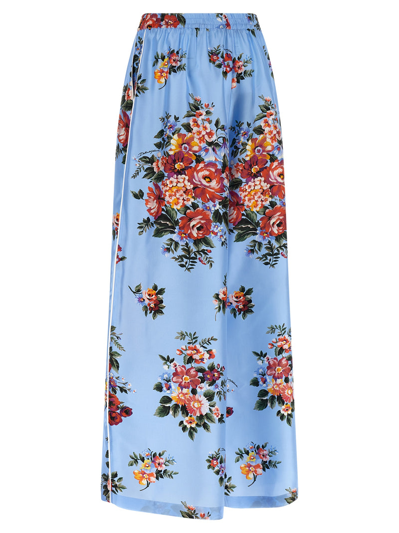 Pantalon décontracté en soie bleue Dolce & Gabbana