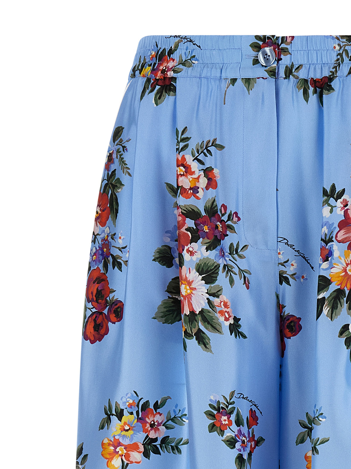 Pantalon décontracté en soie bleue Dolce & Gabbana