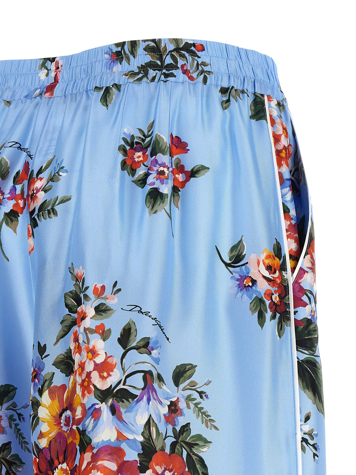 Pantalon décontracté en soie bleue Dolce & Gabbana