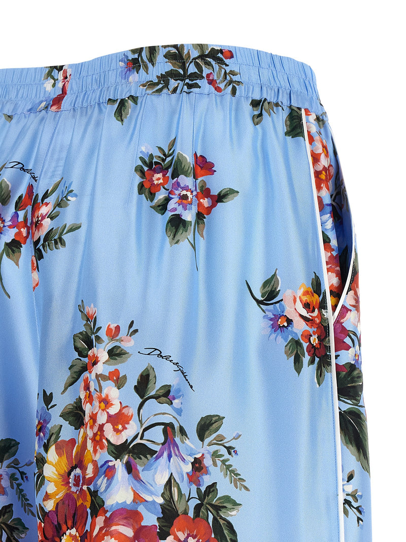 Pantalon décontracté en soie bleue Dolce & Gabbana