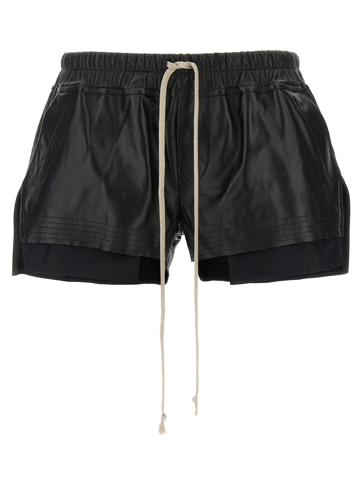 Short en cuir d'agneau noir Rick Owens