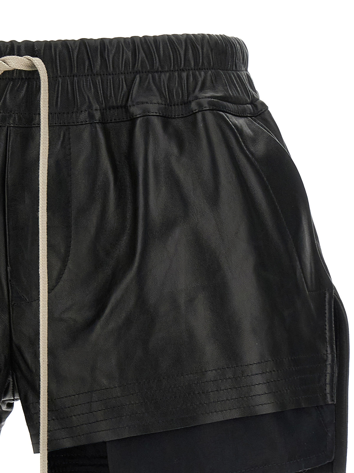 Short en cuir d'agneau noir Rick Owens