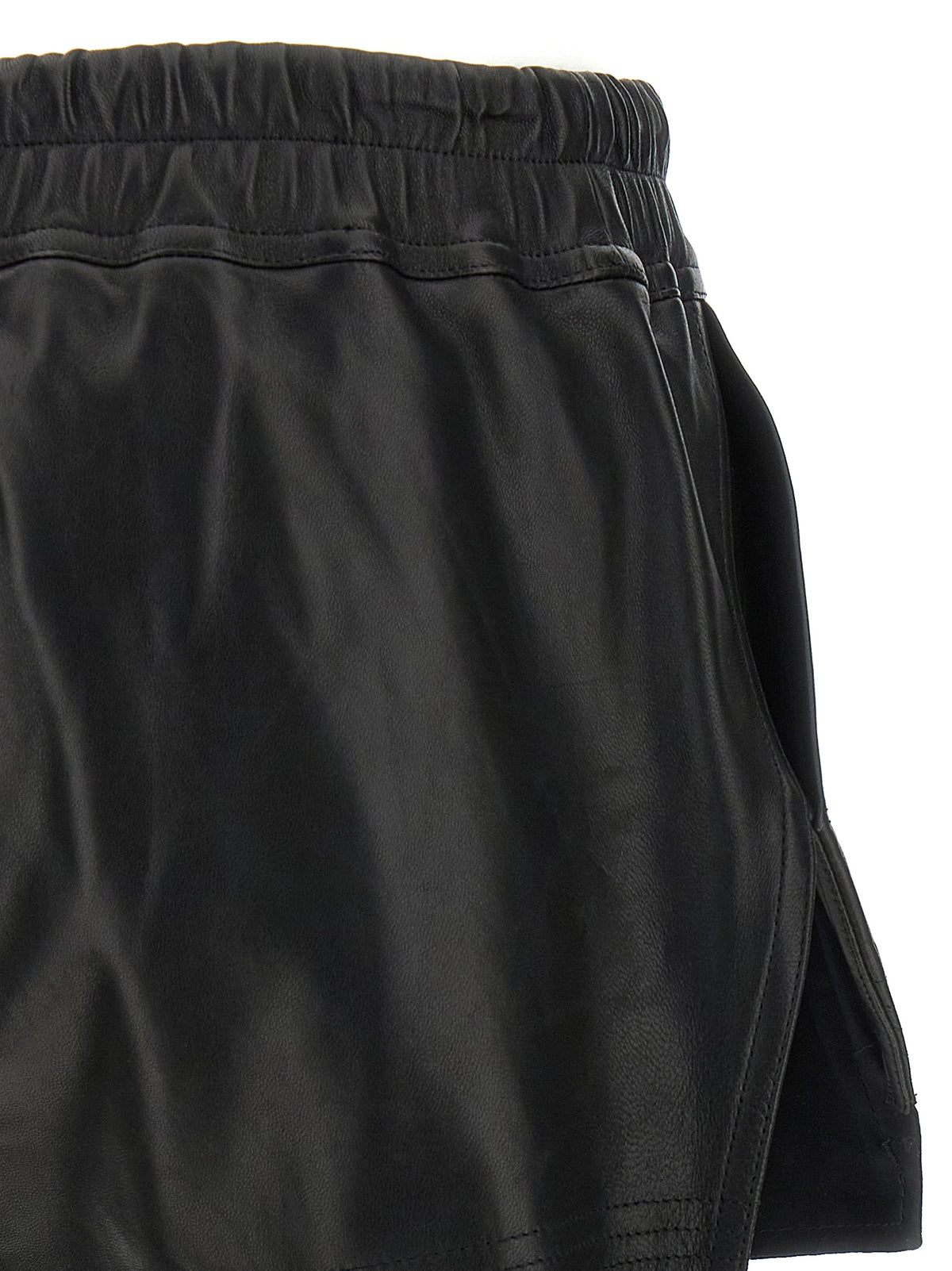 Short en cuir d'agneau noir Rick Owens