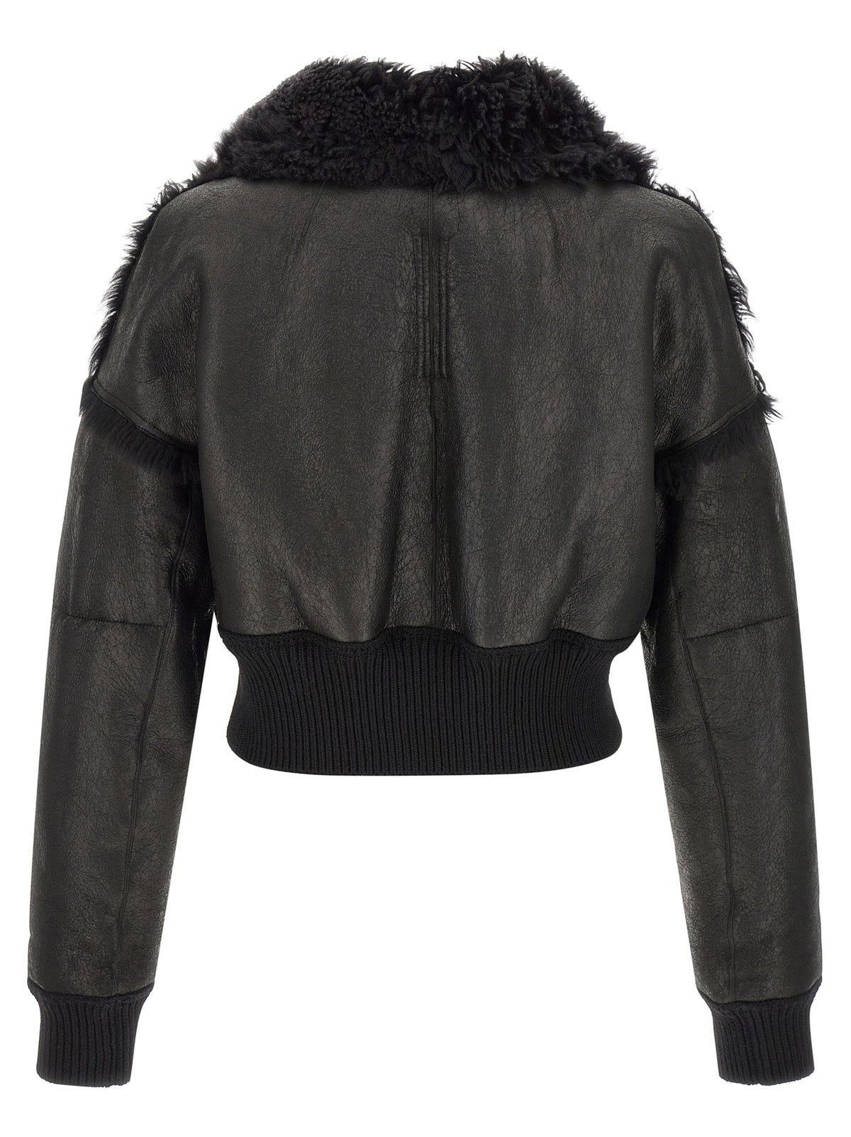 Veste en cuir et fourrure d'agneau noire Rick Owens