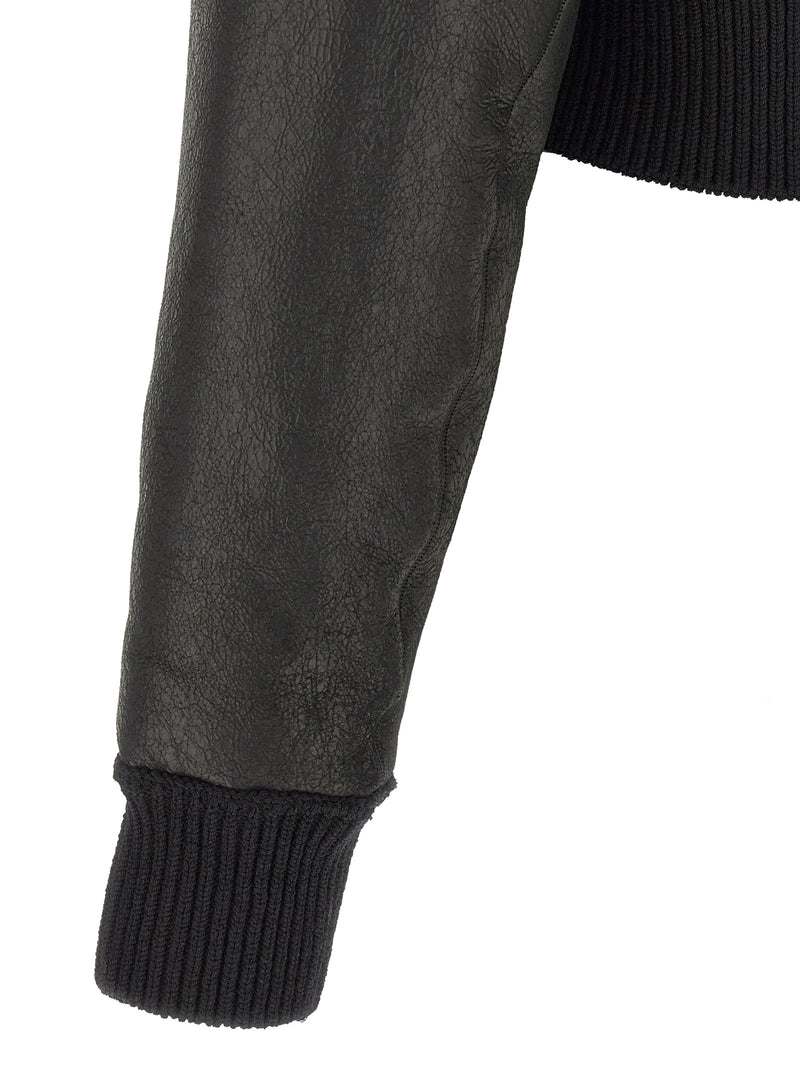 Veste en cuir et fourrure d'agneau noire Rick Owens