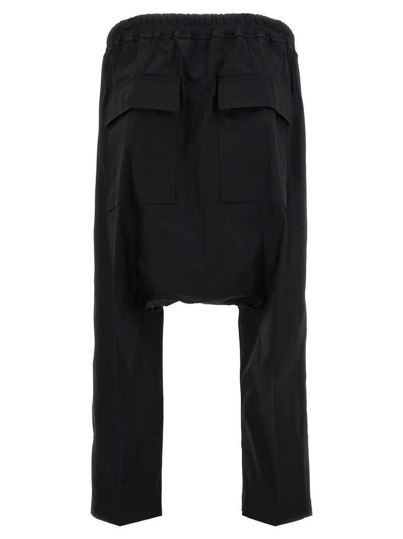 Rick Owens Black Drawstring Cropped Cotton Pants