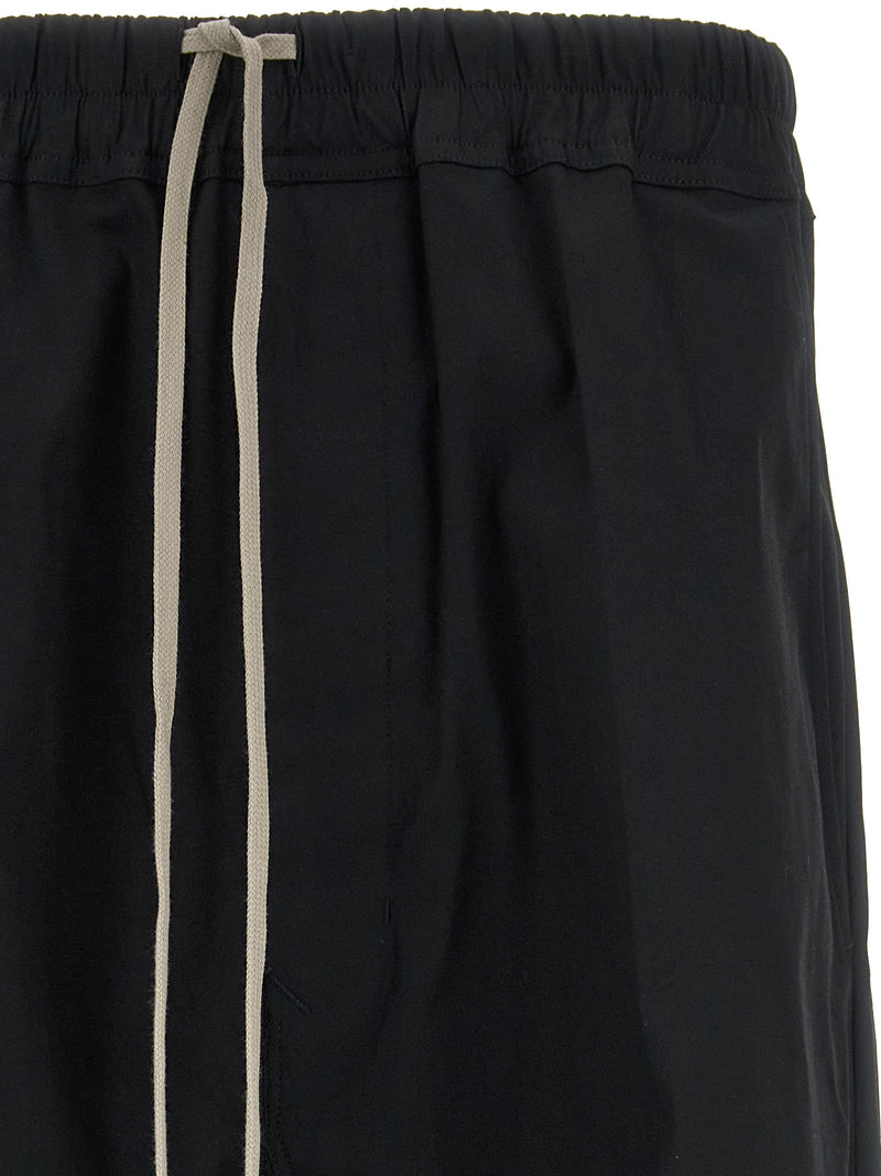 Rick Owens Black Drawstring Cropped Cotton Pants