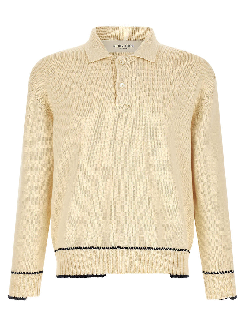 Golden Goose White Cotton Polo Shirt