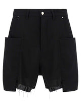 Rick Owens Stefan Cargo Black Wool Bermuda Shorts