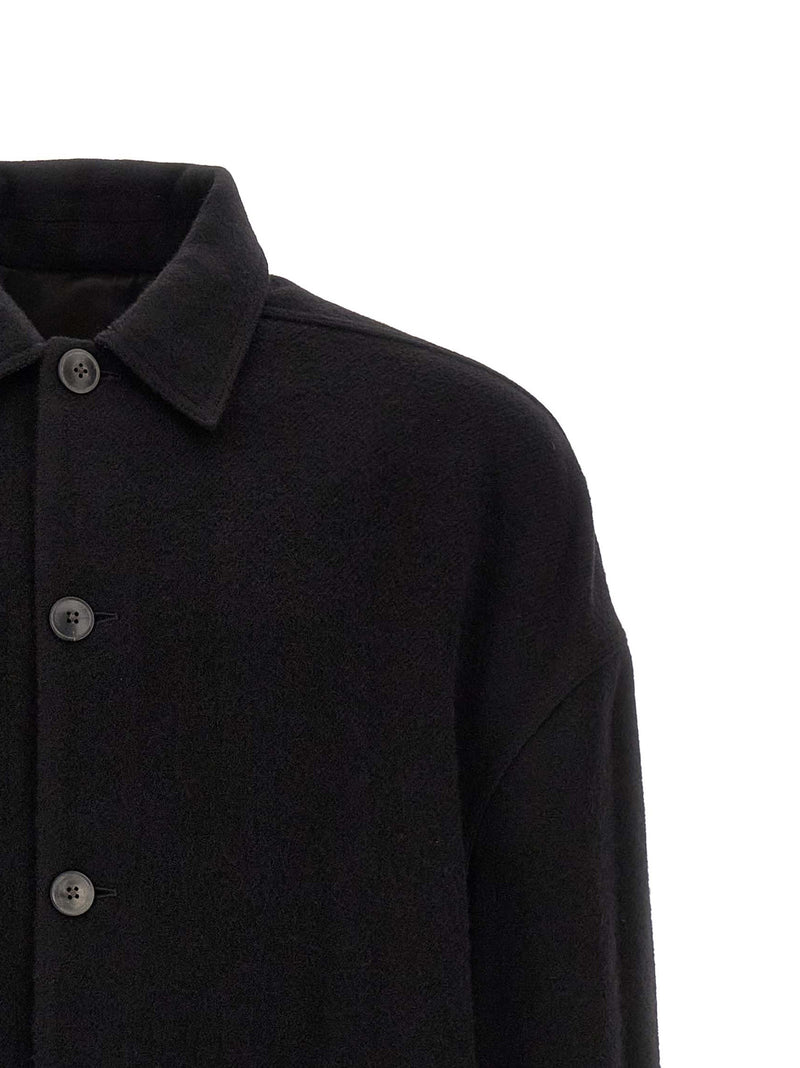 Manteau Rick Owens en laine vierge noire