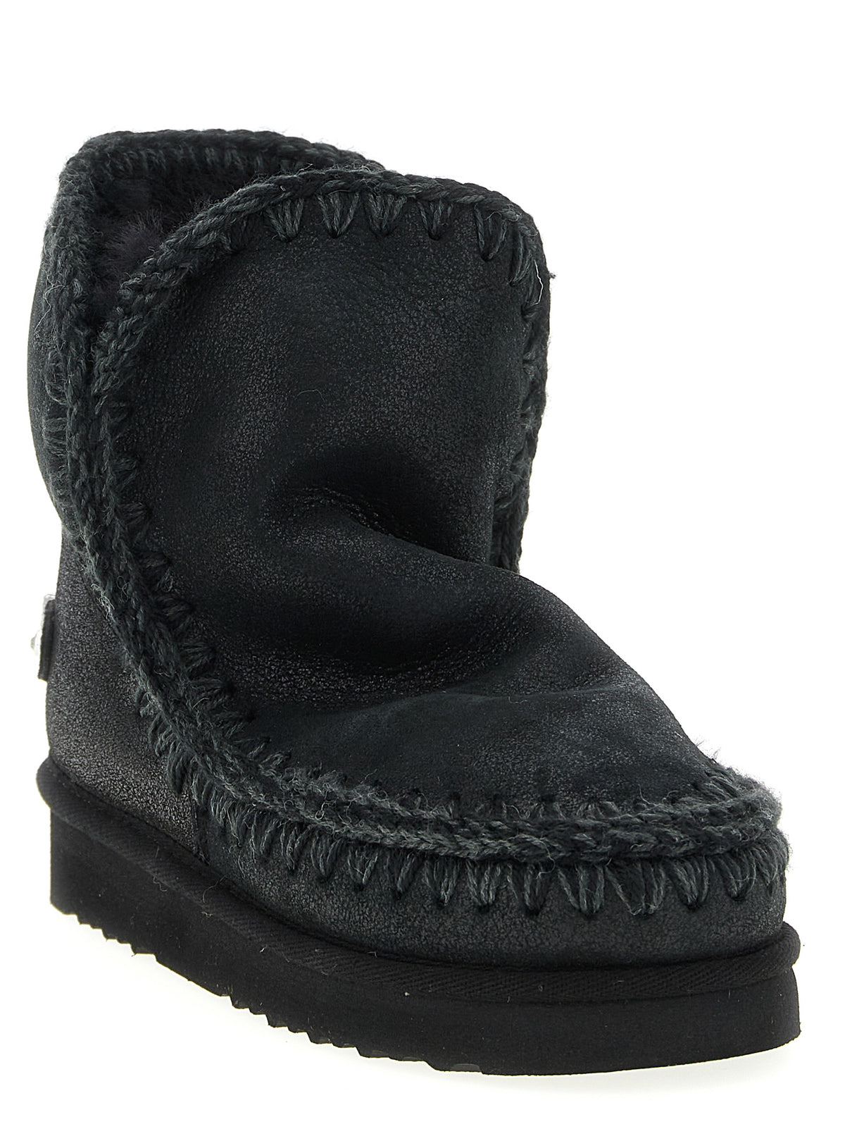 Mou Black Lamb Leather Ankle Boots