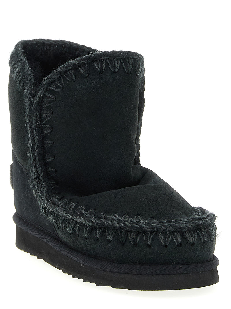 Mou Black Lambskin Ankle Boots - Eskimo 18 Glitter Logo
