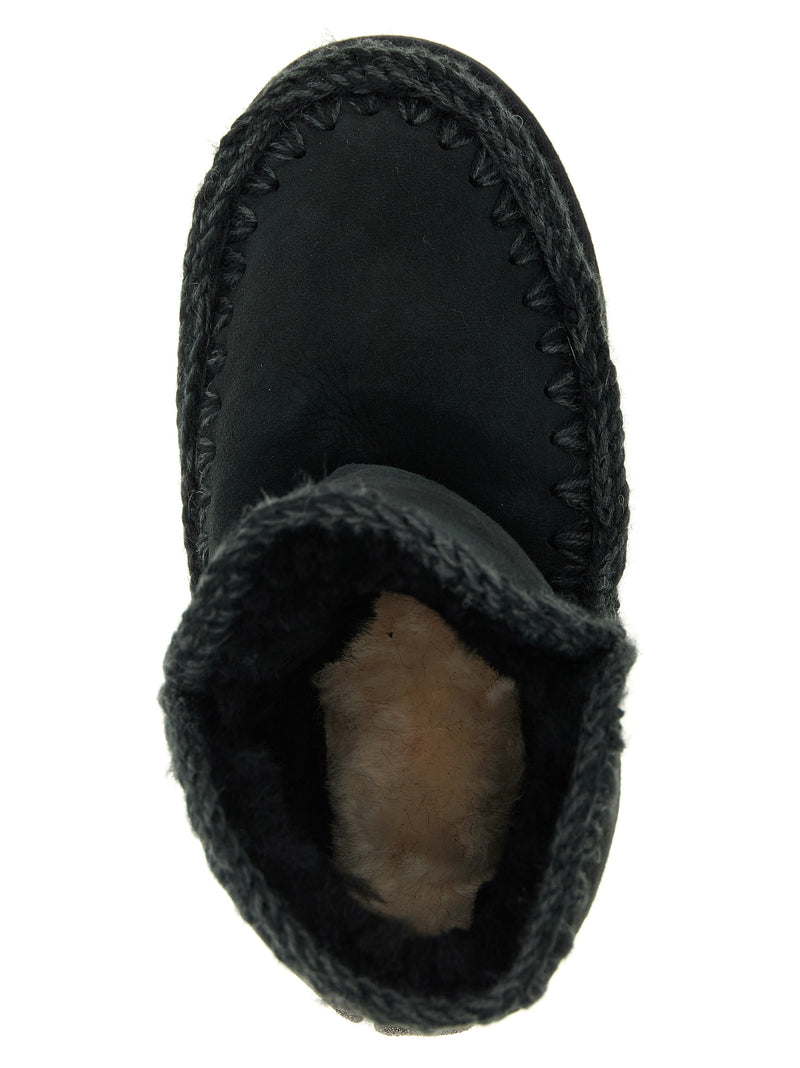 Mou Black Lambskin Ankle Boots - Eskimo 18 Glitter Logo