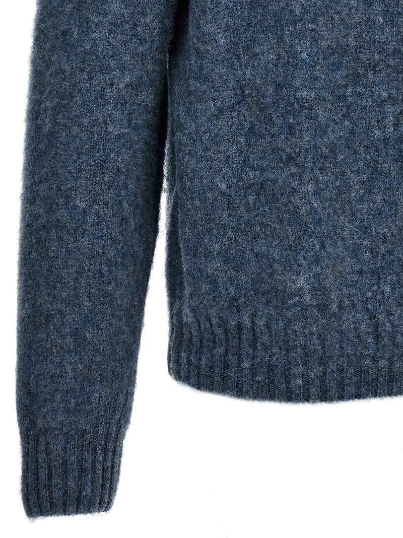 Harmony Blue Wool Cardigan - Shaggy Style for Men
