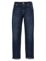 Brunello Cucinelli Blue Cotton Straight-Leg Jeans