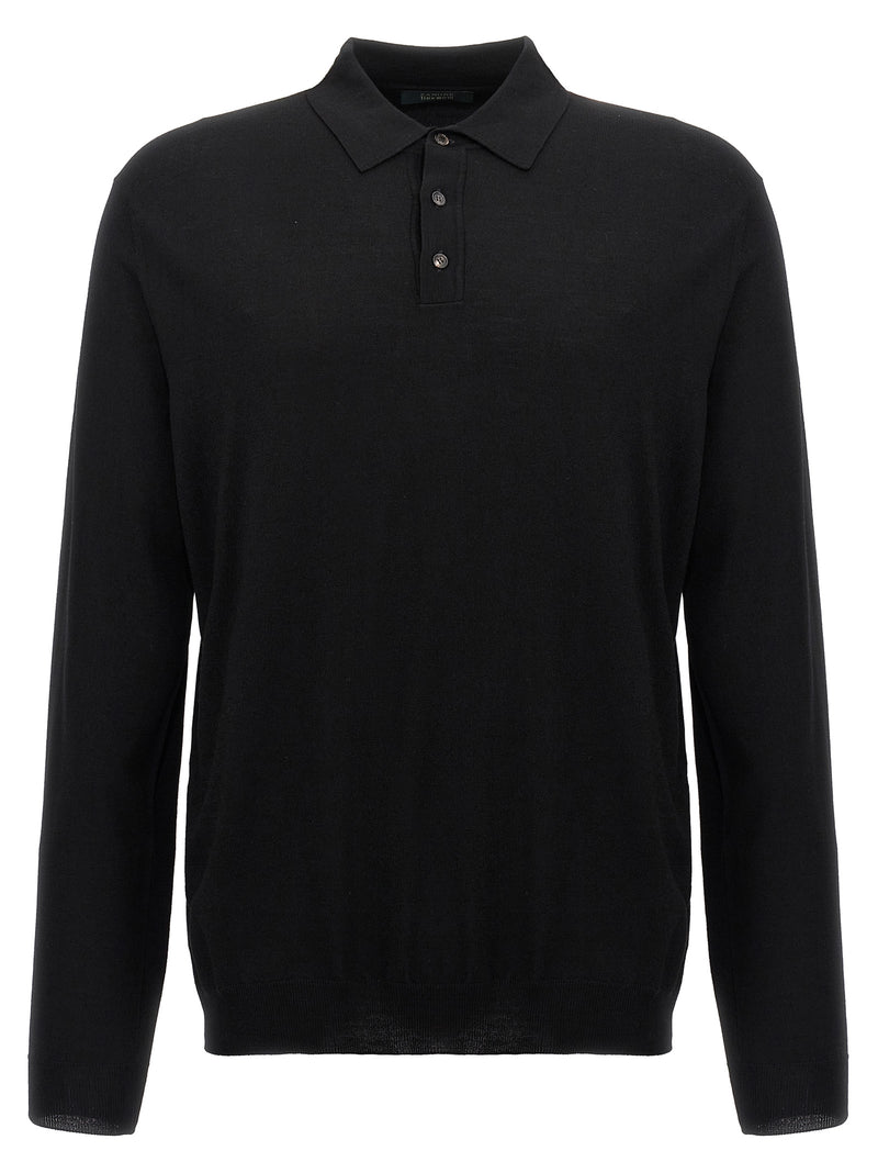 ZANONE Black Virgin Wool Polo Shirt for Men