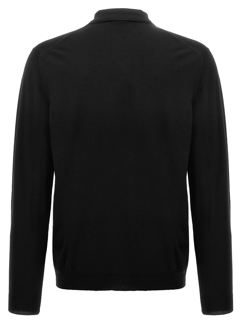 ZANONE Black Virgin Wool Polo Shirt for Men