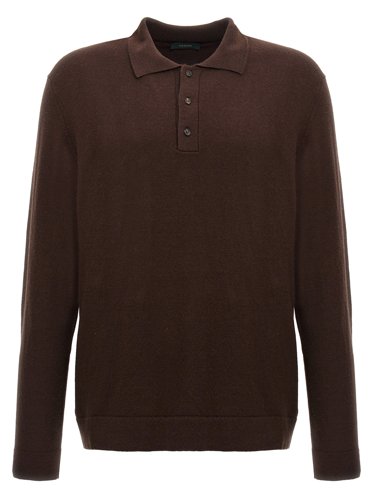 Polo ZANONE en Laine Vierge Marron