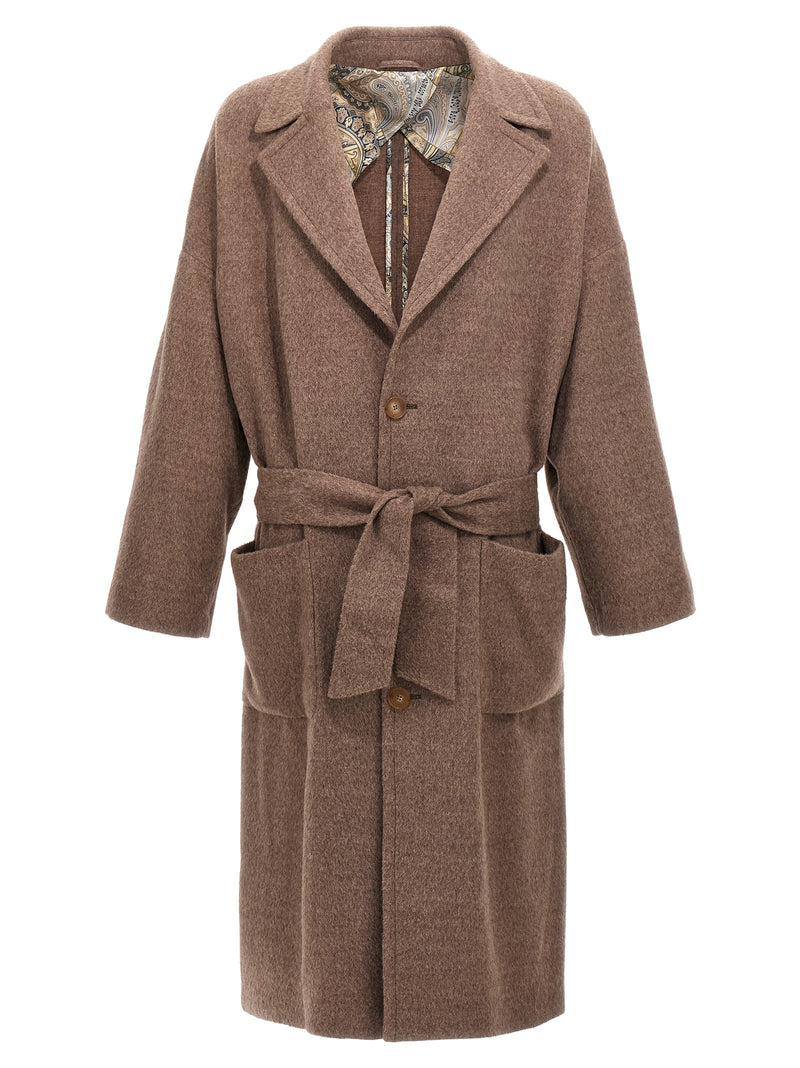 Etro Beige Wool Coat for Men - Timeless Elegance