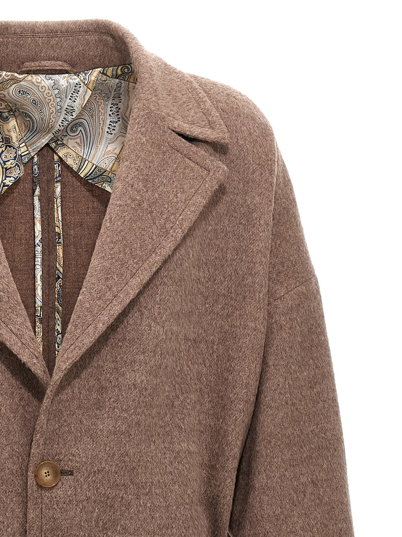 Etro Beige Wool Coat for Men - Timeless Elegance