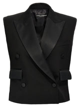 Dolce & Gabbana Black Silk Sleeveless Jacket