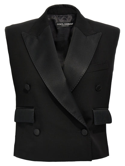 Dolce & Gabbana Black Silk Sleeveless Jacket