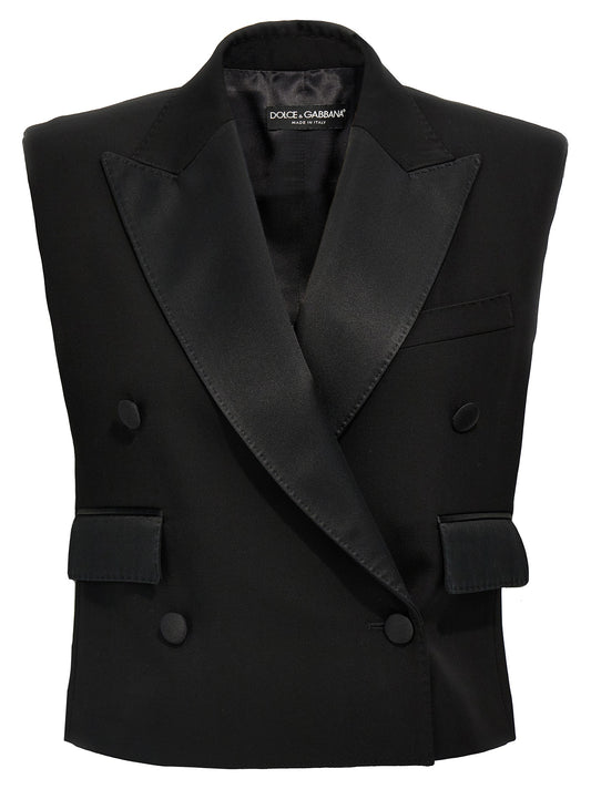 Dolce & Gabbana Veste sans manches en soie noire