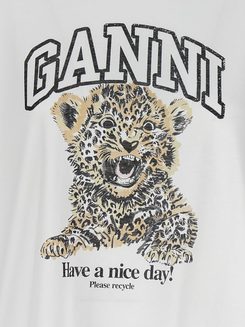 Ganni White Cotton T-Shirt