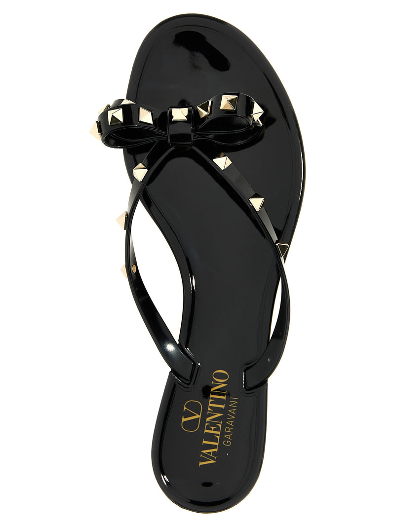 Valentino Garavani PM Thong Rockstud Black PVC Slides