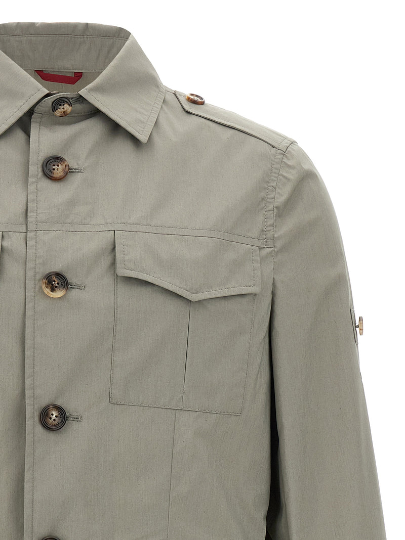 Brunello Cucinelli Bicolor Cotton Shell Jacket in Green