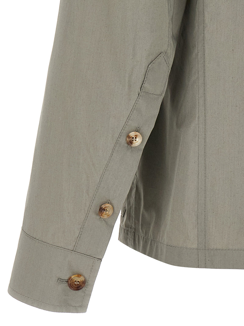 Brunello Cucinelli Bicolor Cotton Shell Jacket in Green