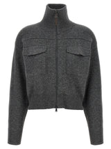 Brunello Cucinelli Cardigan Gris Cachemire