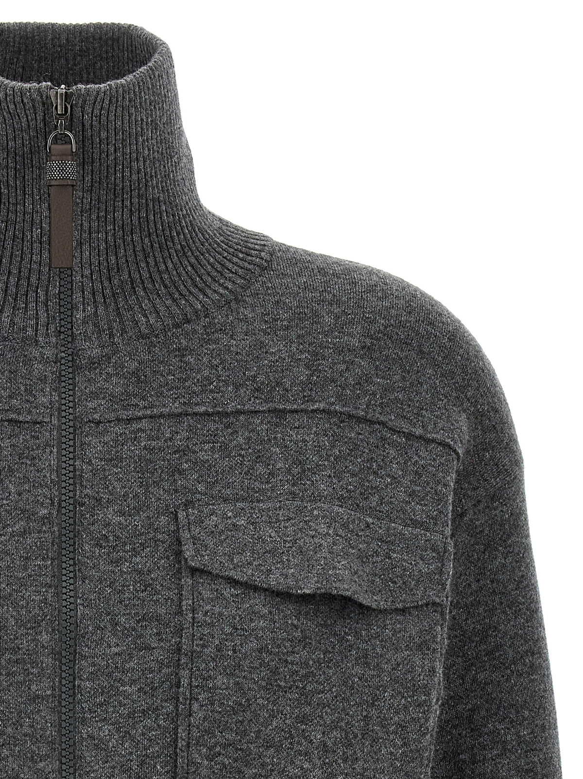 Brunello Cucinelli Cardigan Gris Cachemire