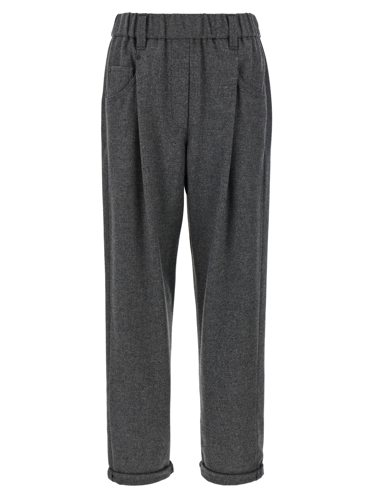Brunello Cucinelli Pantalon décontracté gris en laine vierge