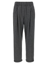 Brunello Cucinelli Pantalon décontracté gris en laine vierge