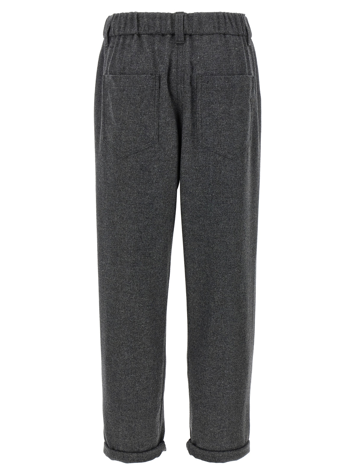 Brunello Cucinelli Pantalon décontracté gris en laine vierge