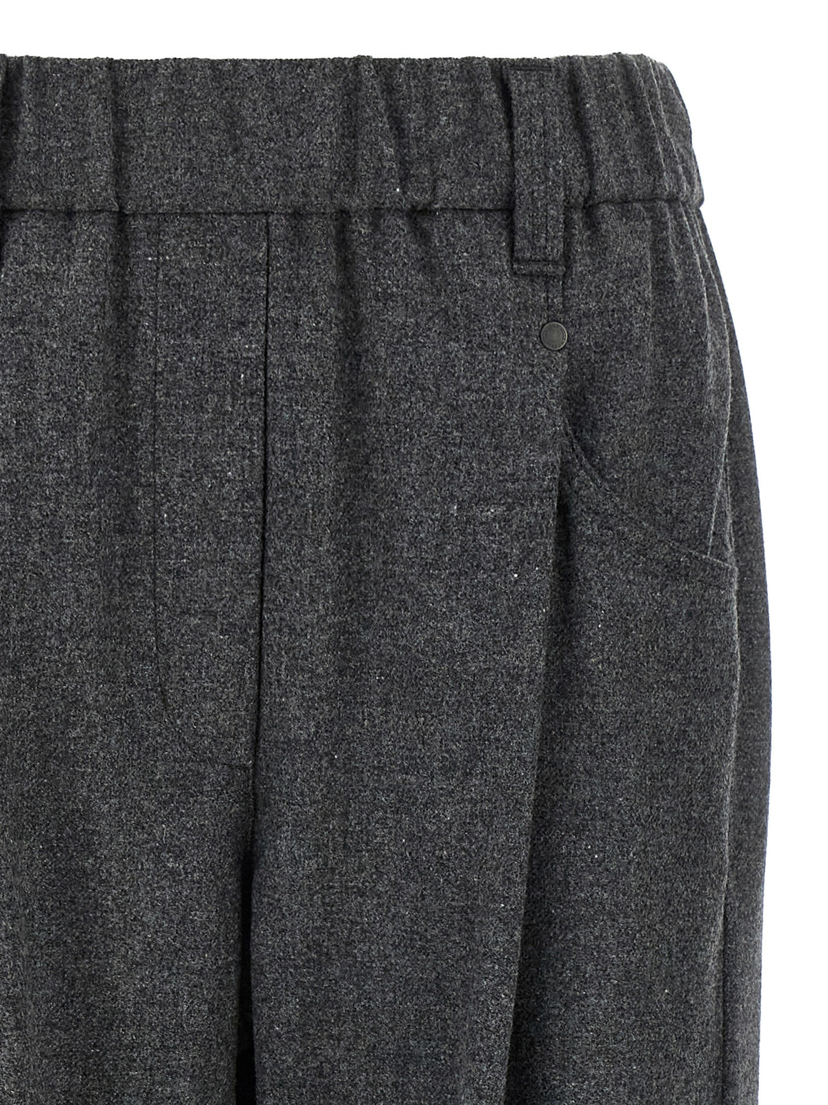 Brunello Cucinelli Pantalon décontracté gris en laine vierge