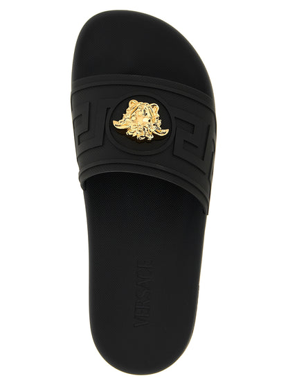 Versace Black Glass Slides