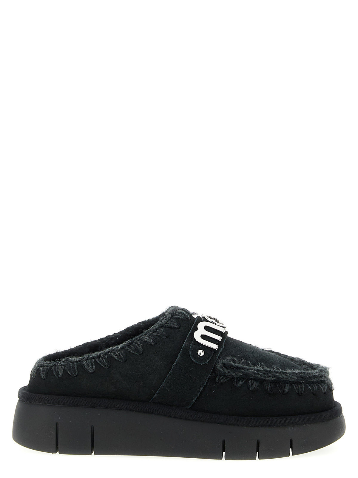 Mou Black Lamb Leather Clogs