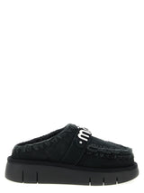 Mou Black Lamb Leather Clogs