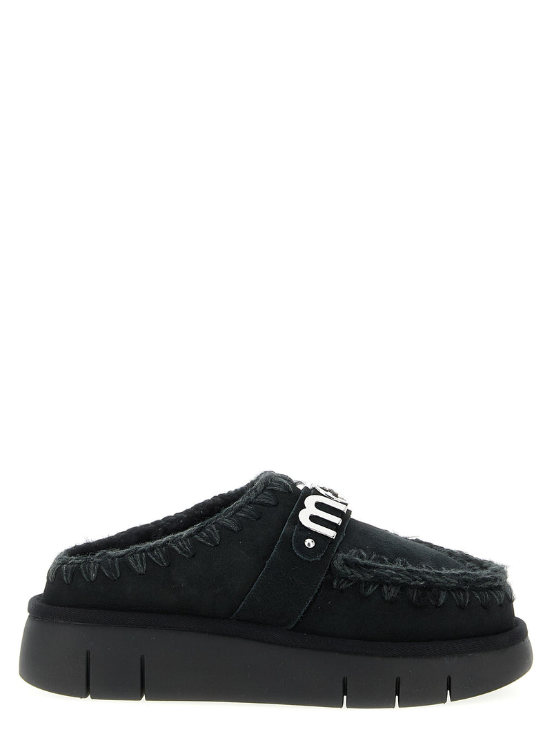 Mou Black Lamb Leather Clogs - Bounce Clog