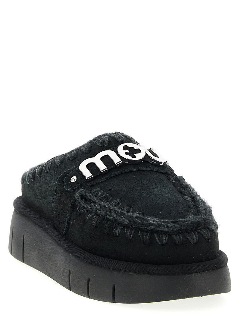Mou Black Lamb Leather Clogs - Bounce Clog