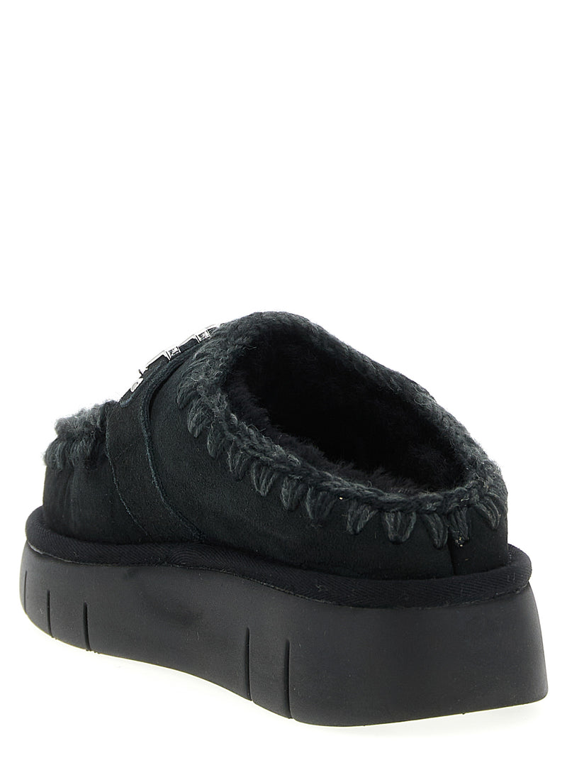 Mou Black Lamb Leather Clogs - Bounce Clog