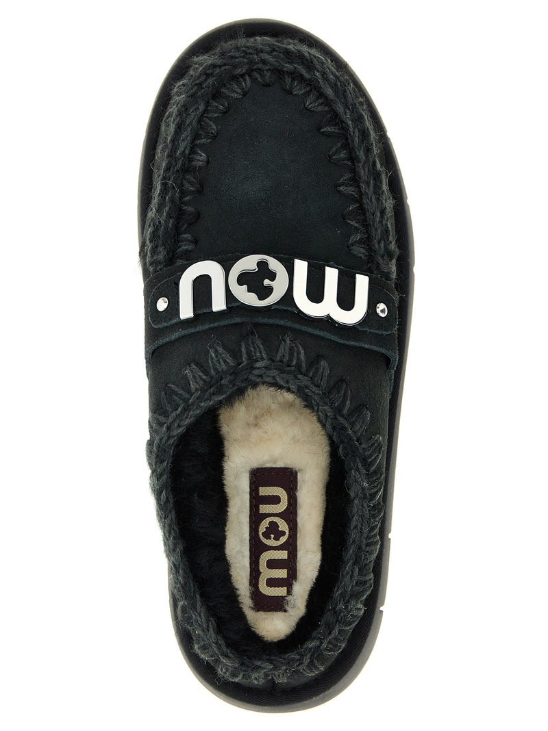Mou Black Lamb Leather Clogs - Bounce Clog