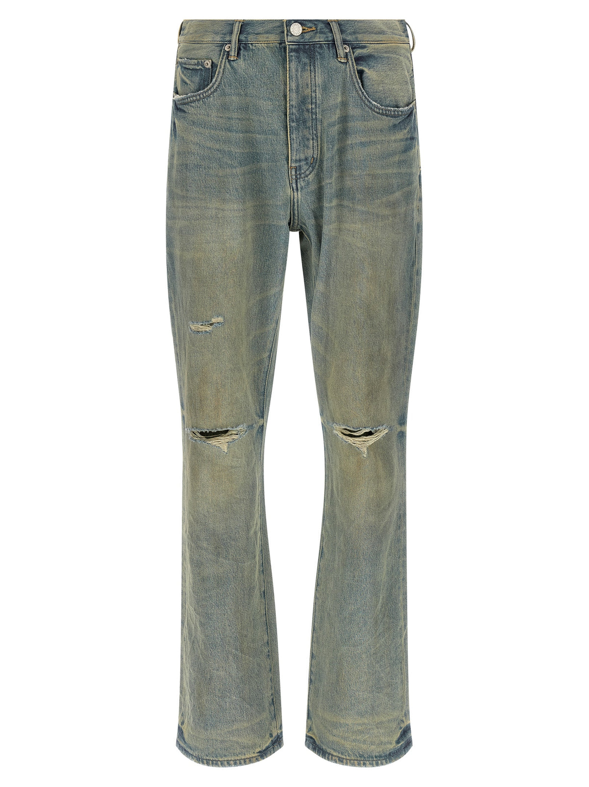 PURPLE Blue Cotton Flared Jeans