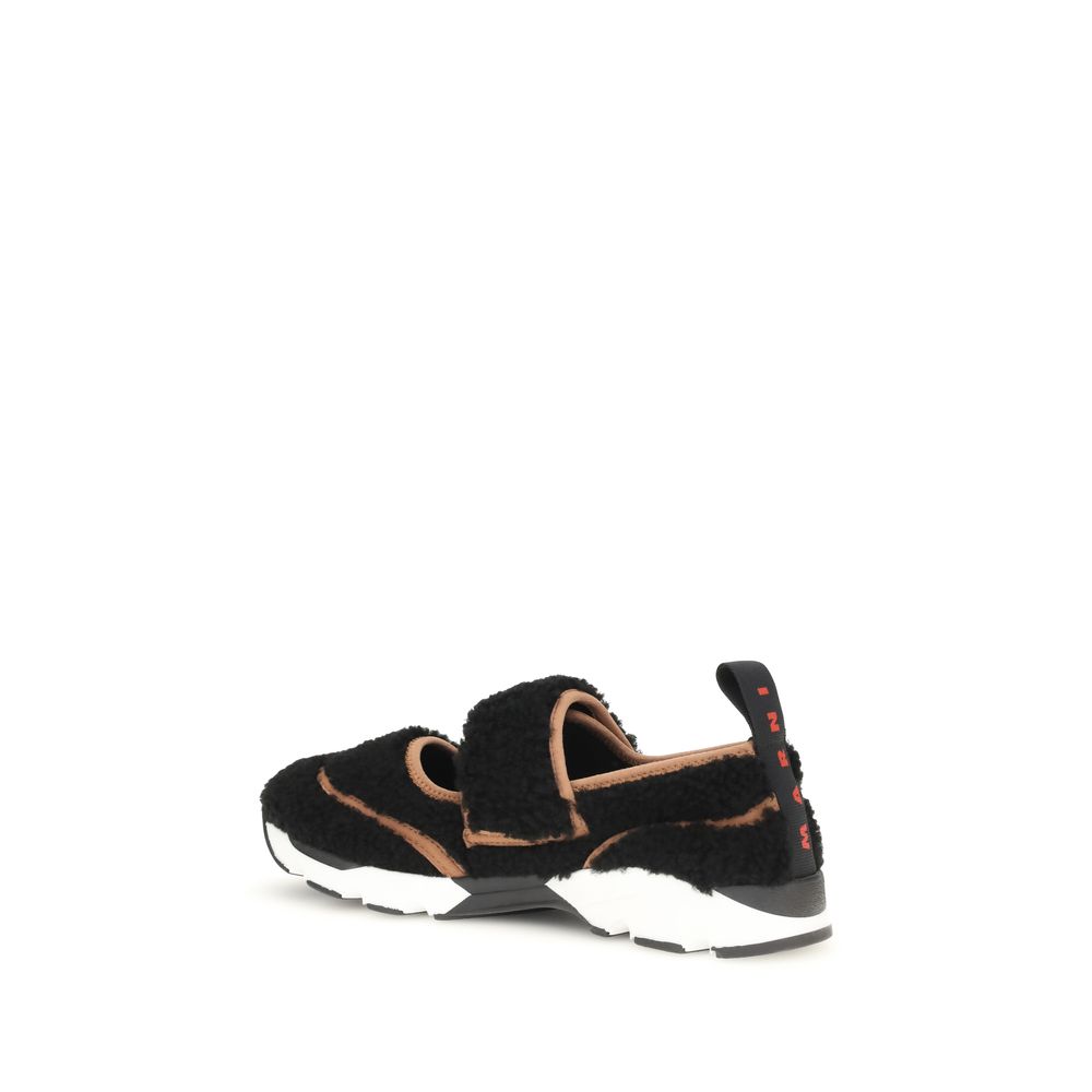 Baskets athlétiques Marni en polyamide noir