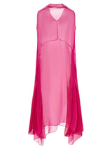 Dries Van Noten Fuchsia Silk Midi Dress