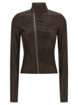 Veste en cuir d'agneau marron Rick Owens