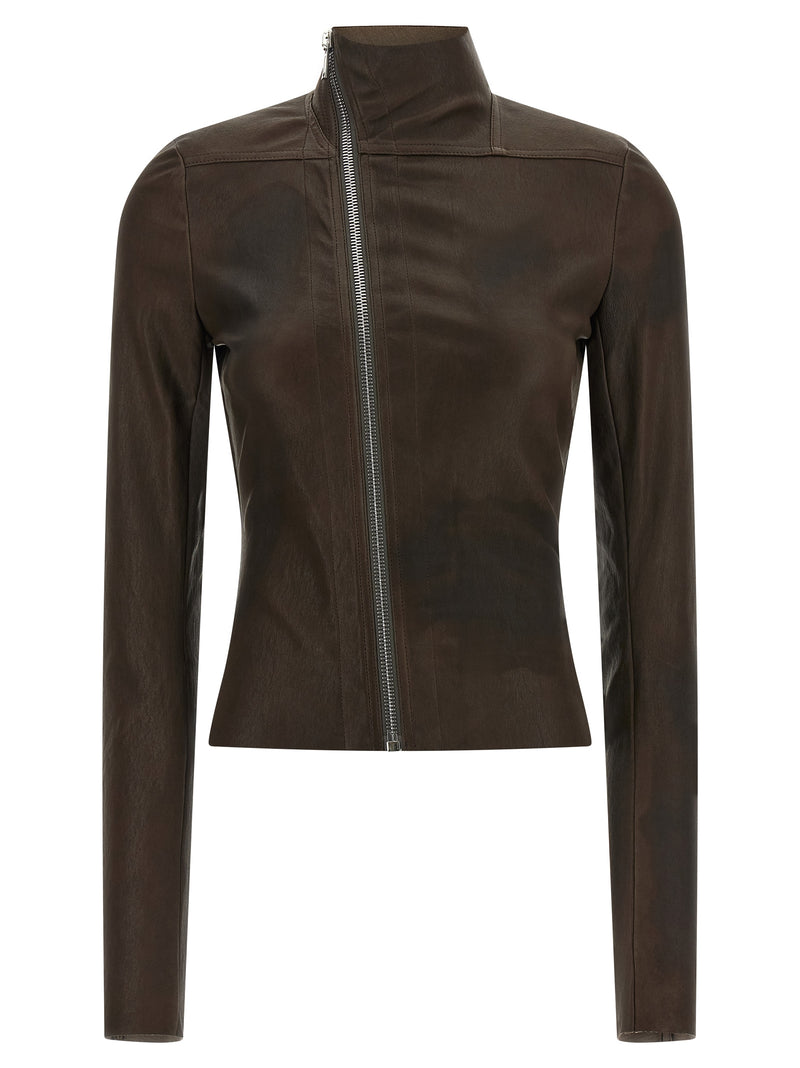 Veste en cuir d'agneau marron Rick Owens